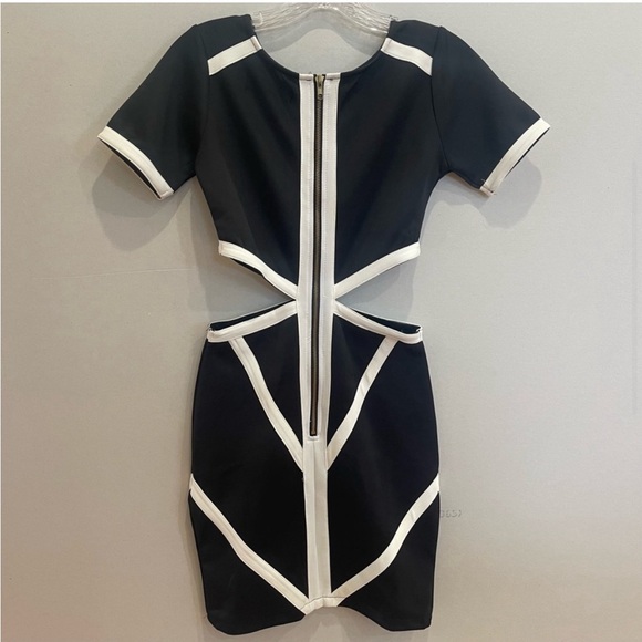 NWT ASOS Reverse fashion black white cutout bodycon mini dress - Picture 4 of 5